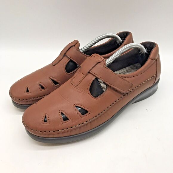 SAS Roamer Easy Strap Mary Jane Shoes Women's 8.5N Brown Leather Tripad Comfort - Picture 3 of 11